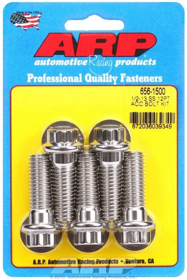Arp 656-1500 1/2-13" X 1.500 Uhl 12-Point Stainless Steel Bolt Kit - 5 Piece Arp
