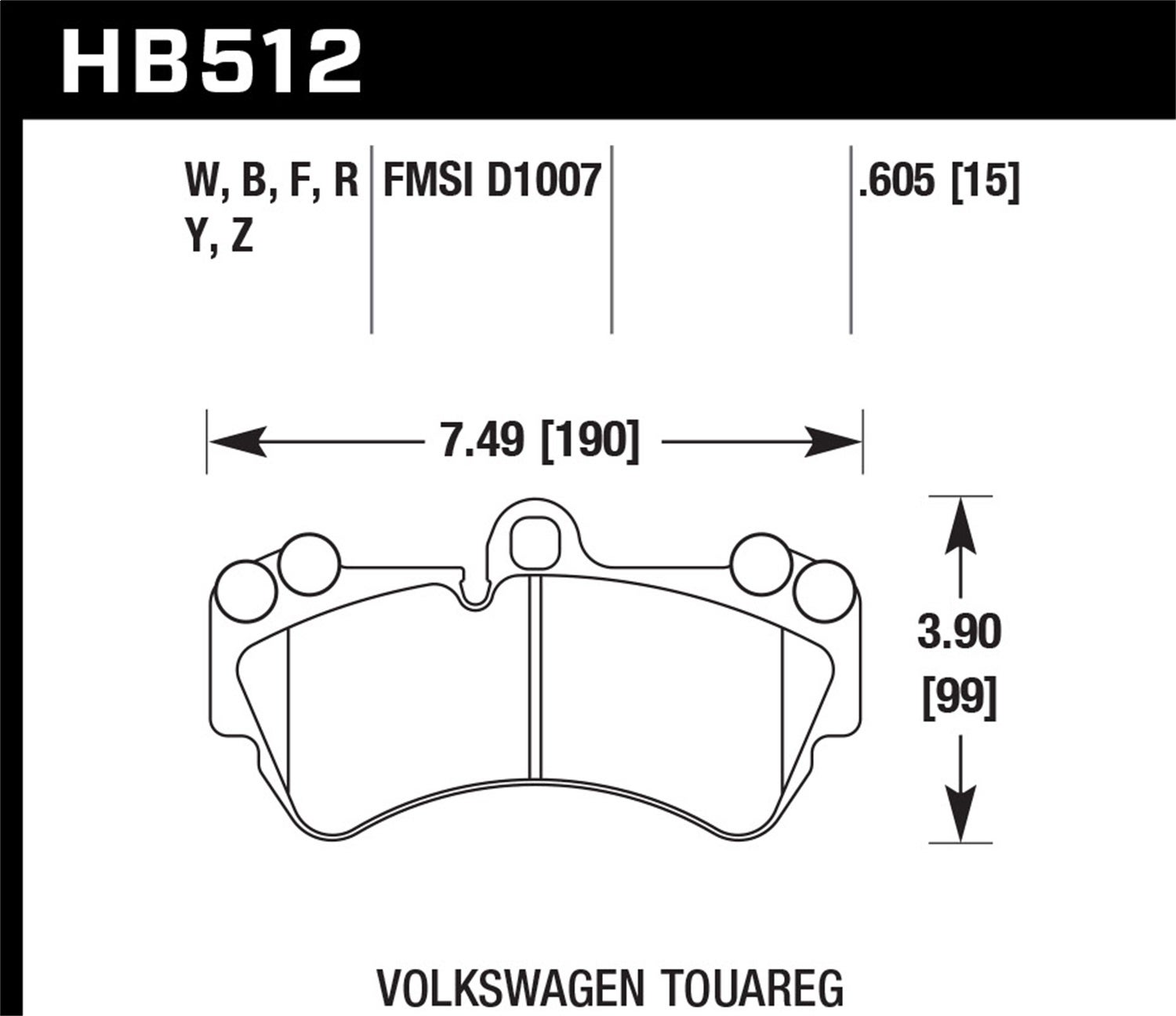 Hawk Performance Hb512f.605 Hps Disc Brake Pad Fits Cayenne G550 4X4 Touareg