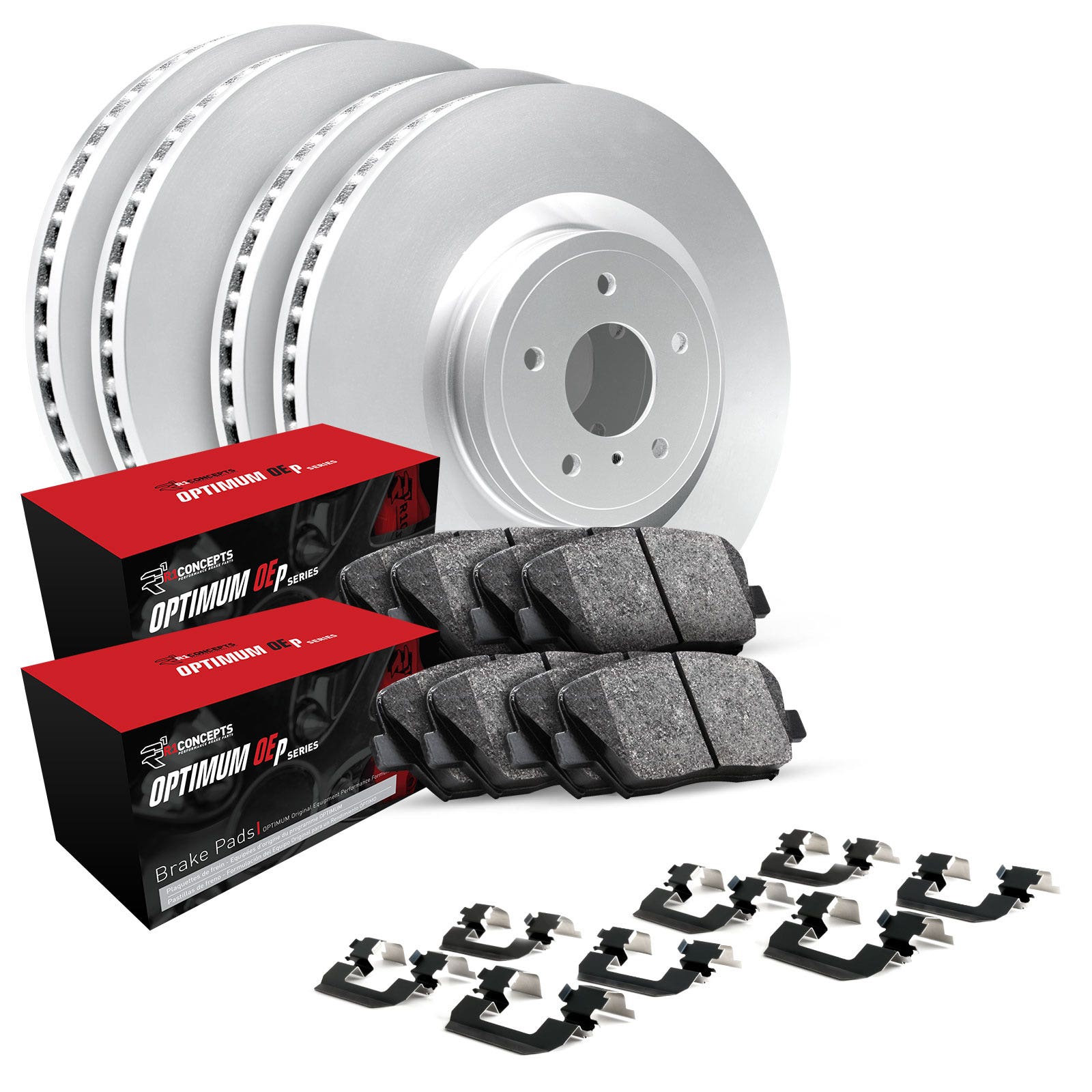 R1 Concepts Wjuh2-54071 R1 Brake Rotors - Carbon Coated W/ Optimum Oe Pads & Hdw