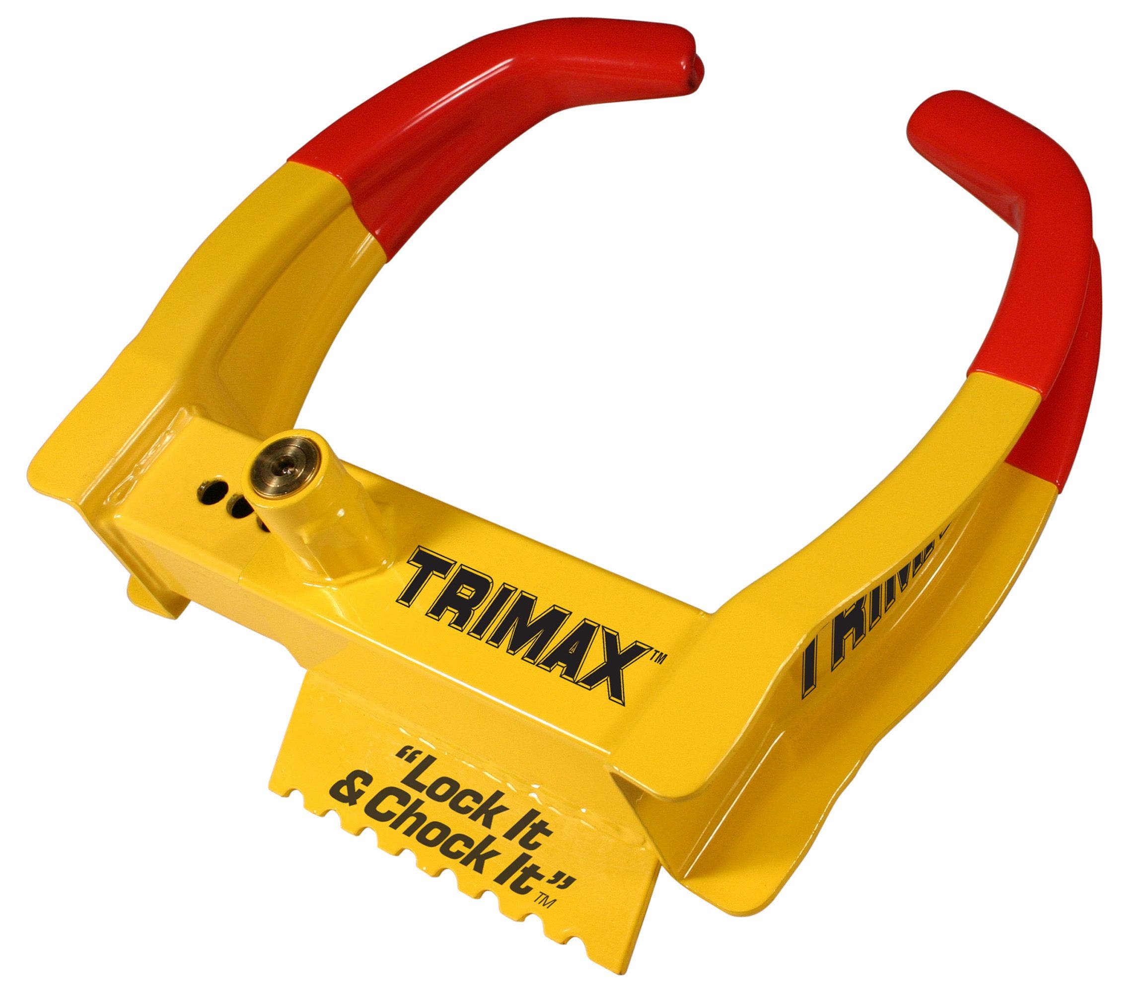 Trimax Tcl65 Wheel Chock Lock , Yellow/Red, 7.25In   Trailer Wheel Locking Boot