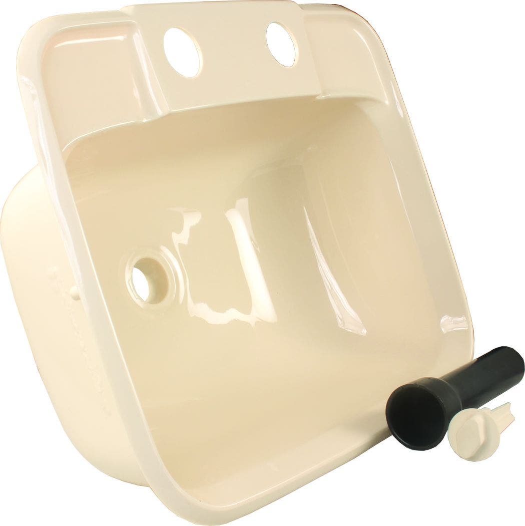 Jr Products 95361 Molded Lavatory Sink - Parchment   Sink; Depth (In) - 12-3/8
