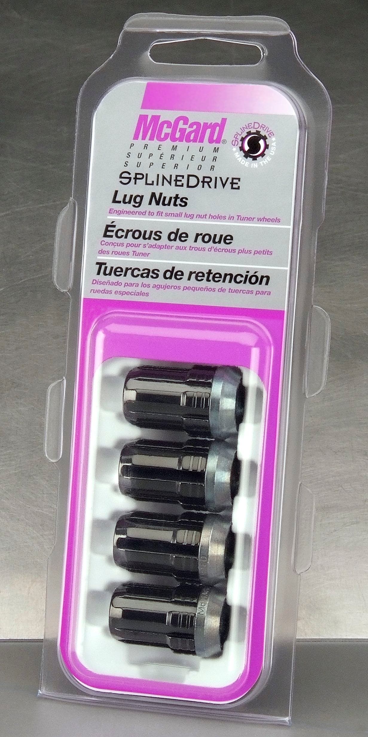Mcgard 65354Bk Black Splinedrive Lug Nuts (M12 X 1.25 Thread Size) - Set Of 4, 4