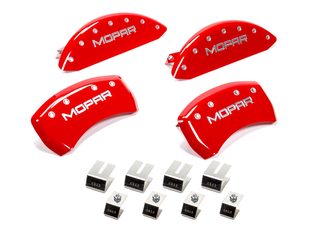 Mgp Caliper Covers 12162Smoprd Red Powder Coat Finish Engraved Front/Rear Mopar