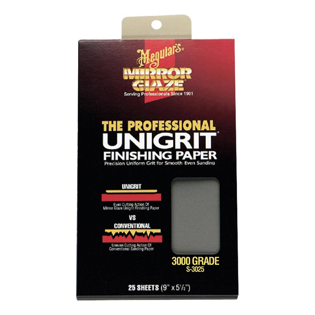 Meguiars S3025 Mirror Glaze Unigrit Finishing Paper 3000 Grit (25 Sheets)