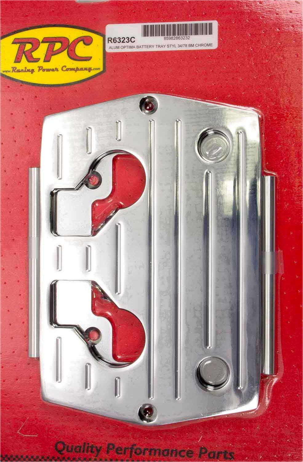 Racing Power Company R6323c Chrome Aluminum Optima Ball Milled Battery Tray