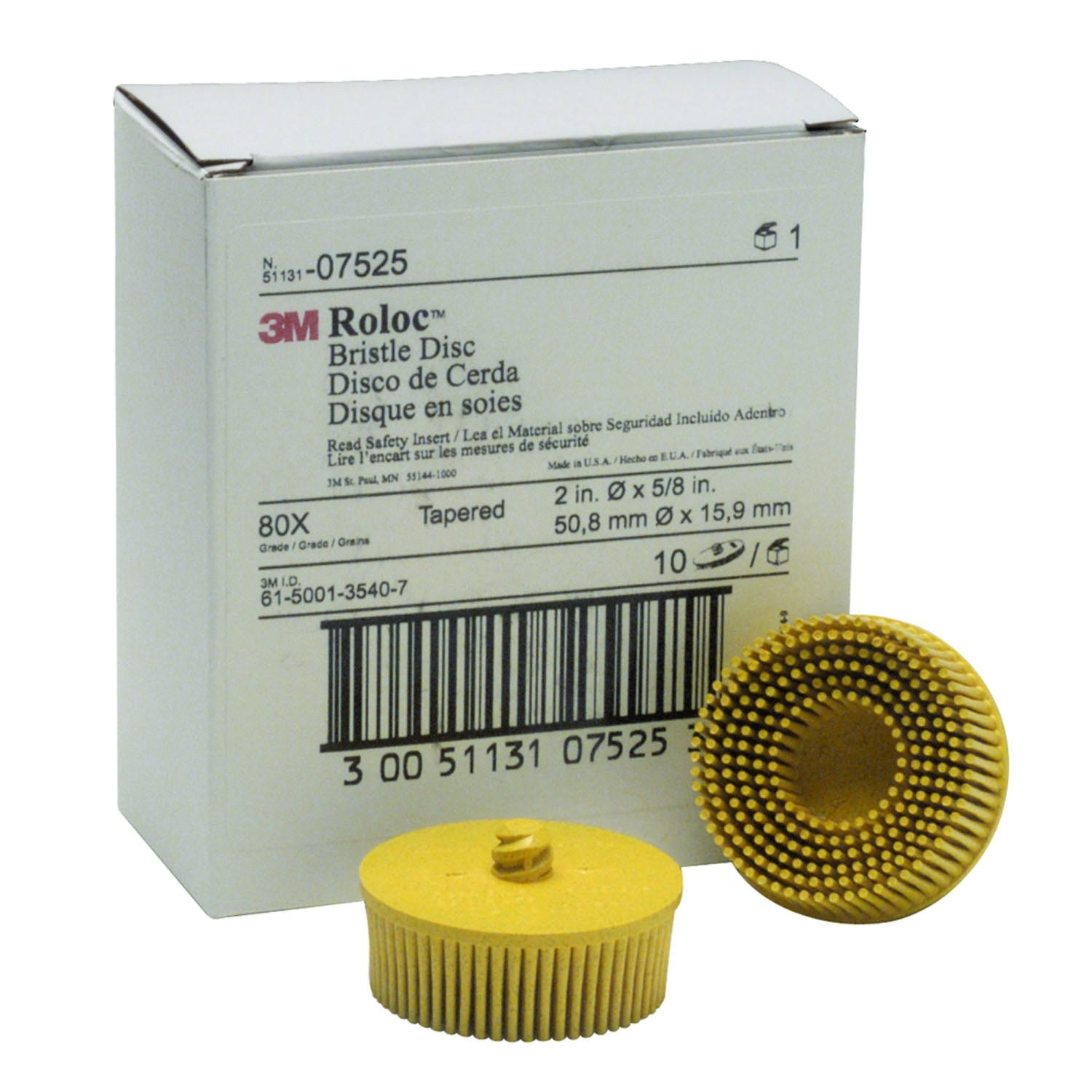 Scotch-Brite Roloc Bristle Disc 07525, 2 In X 5/8 Tapered Med Scotch-Brite Roloc