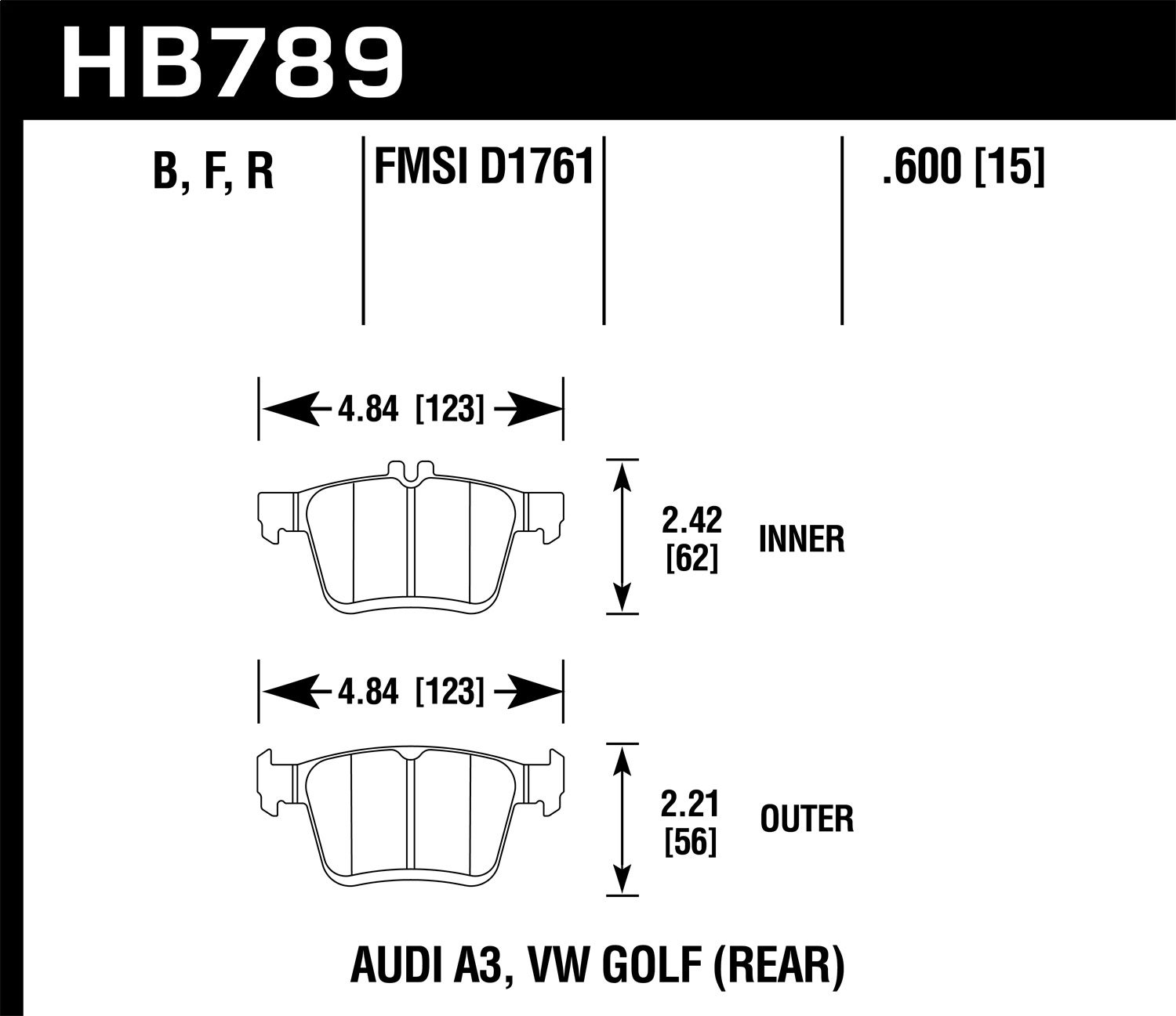 Hawk Performance Hb789b.600 Hps 5.0 Disc Brake Pad   Hps 5.0 Disc Brake Pad
