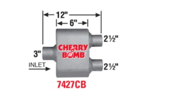 Cherry Bomb Performance Muffler P/N:7427Cb Cherry Bomb  Exhaust Muffler Extreme