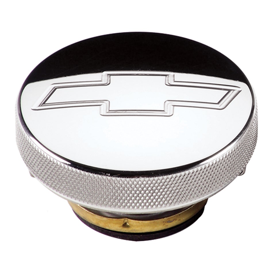 Radiator Cap, 7 Lb, Round, Knurled Grip, Bowtie Engrave, Aluminum, Polished,