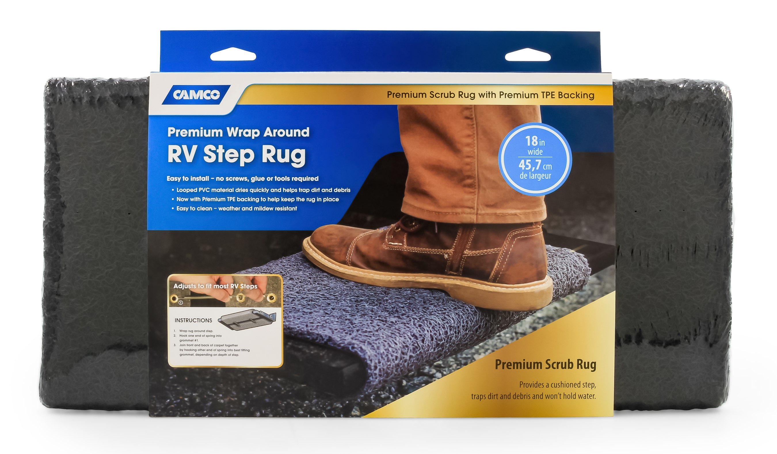 Scrub Rug Tpe 17.5X18 Blk   Entry Step Rug; Compatibility - Manual And Electric