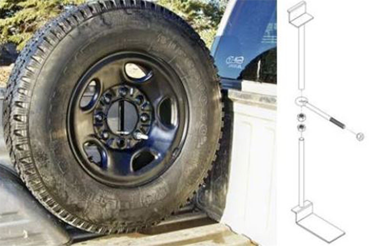 Titan Fuel Tanks 9901330 Spare Tire Buddy In Bed Tire Mount   Spare Tire Buddy