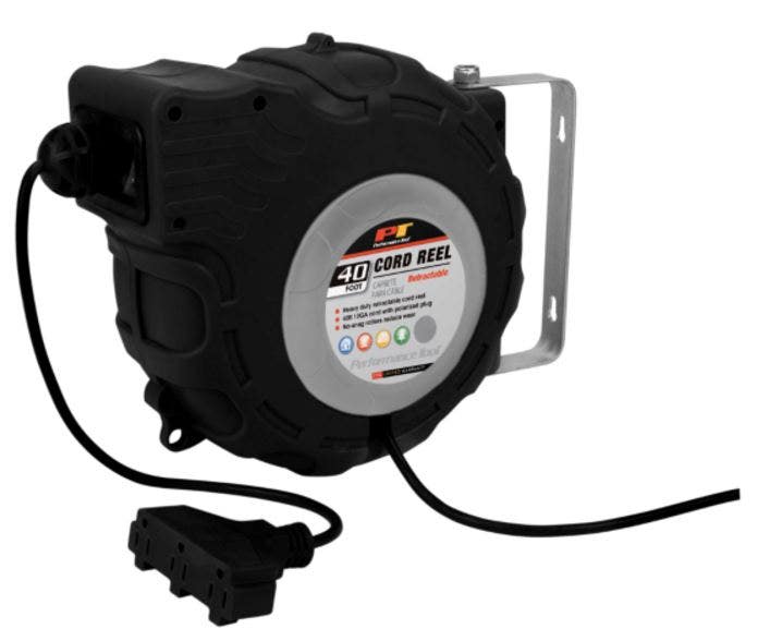 Performance Tool W2278 40Ft 12-Gauge Retractable Power Cord Reel With Spring