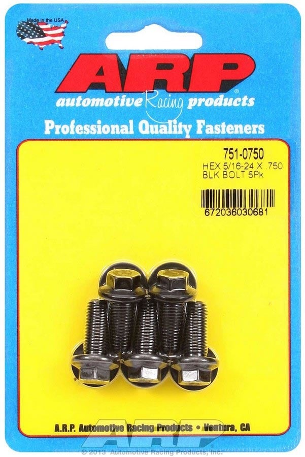 Arp 751-0750 Black Oxide 5/16-24" Fine Rh Thread 0.750" Uhl 6-Point Bolt With