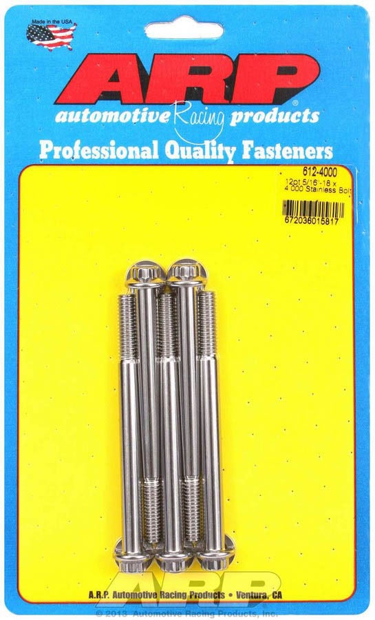 Arp 612-4000 Stainless Steel 5/16-18" Rh Thread 4.000" Uhl 12-Point Bolt With