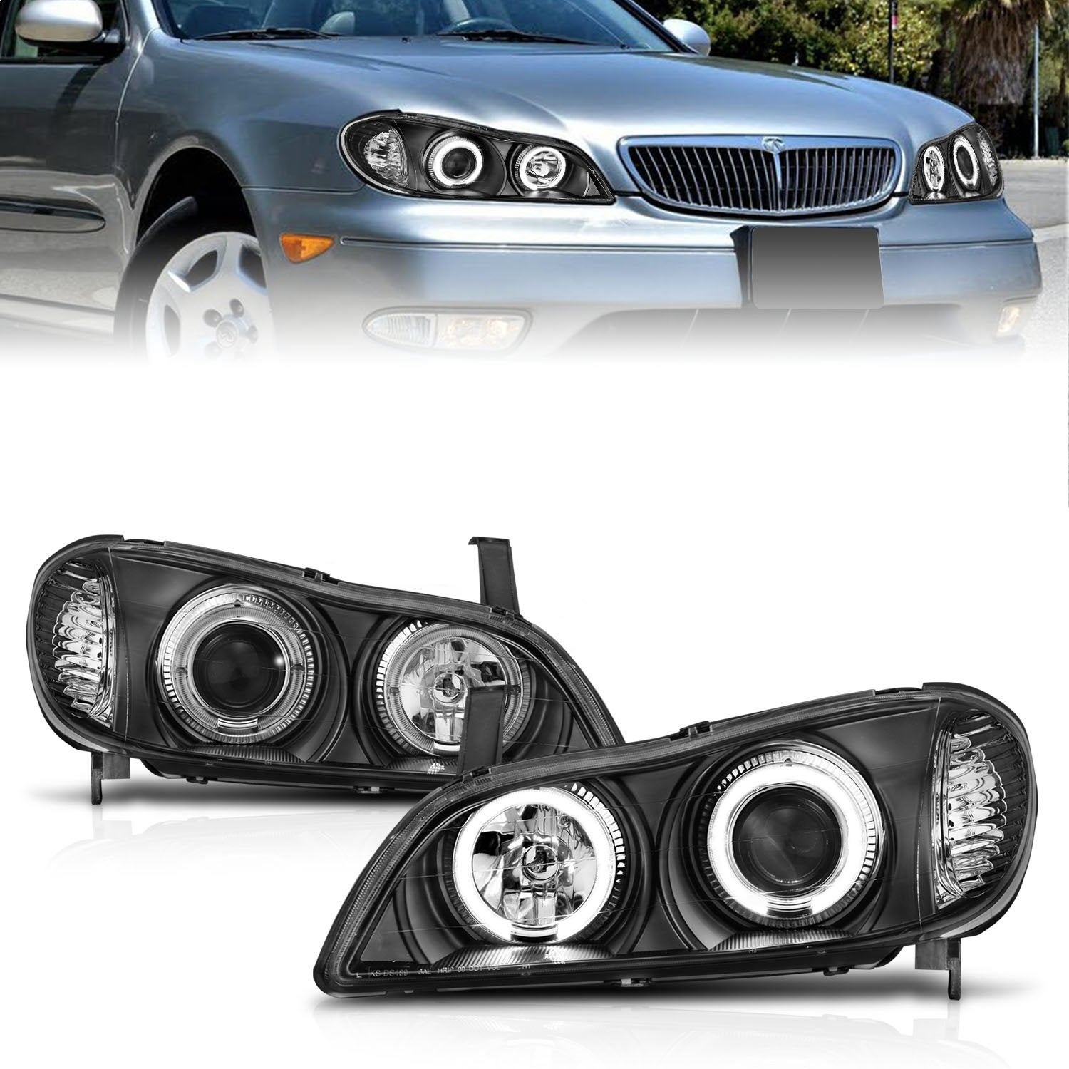 Anzo Usa 121077 Projector Headlight Set W/Halo Fits 00-04 I30 I35   Projector