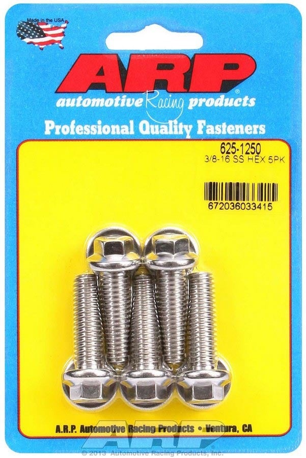 Arp 625-1250 Stainless Steel 3/8-16" Rh Thread 1.250" Uhl 6-Point Bolt With