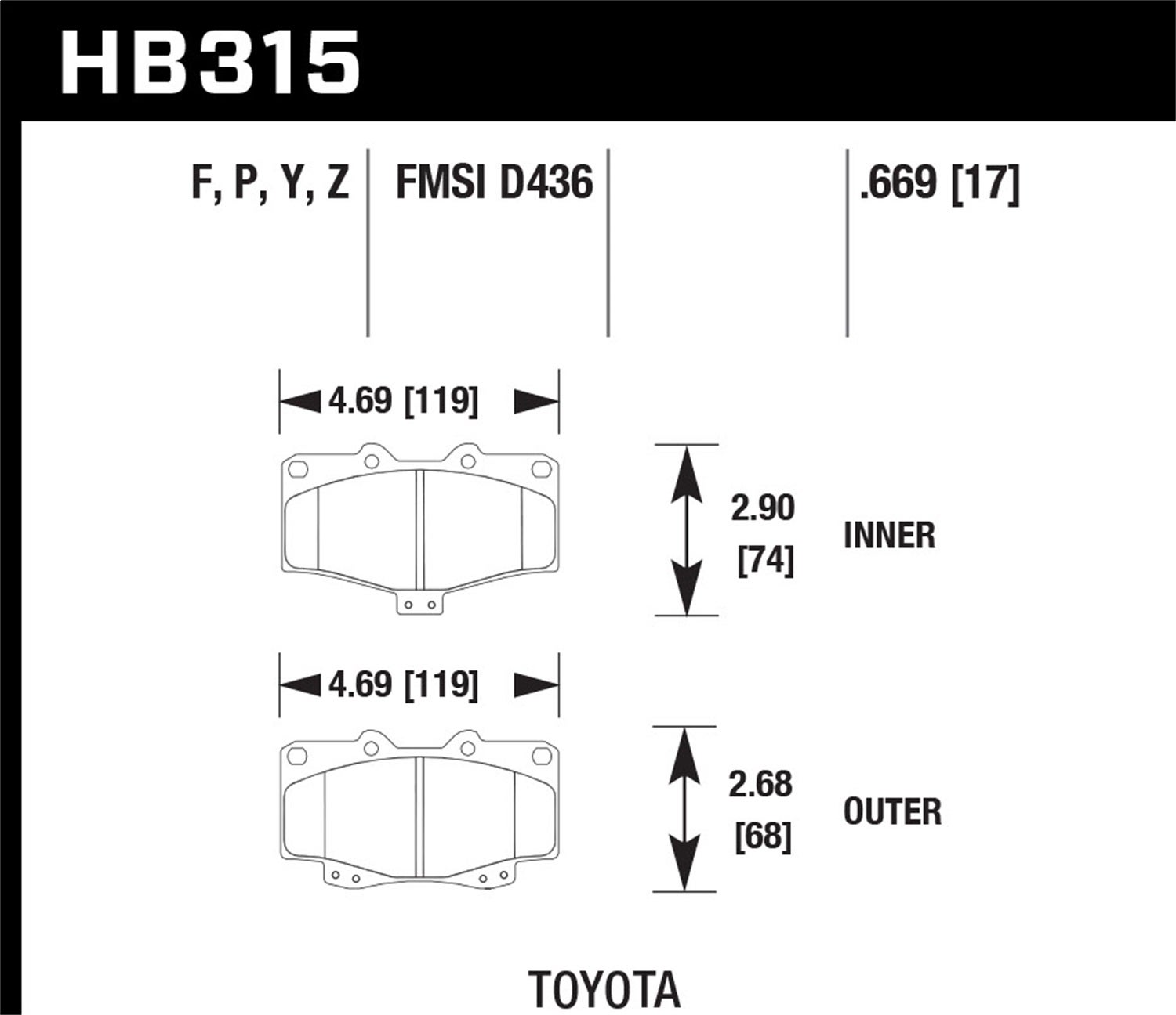 Hawk Performance Hb315y.669 Lts Disc Brake Pad Fits 89-04 4Runner Pickup Tacoma