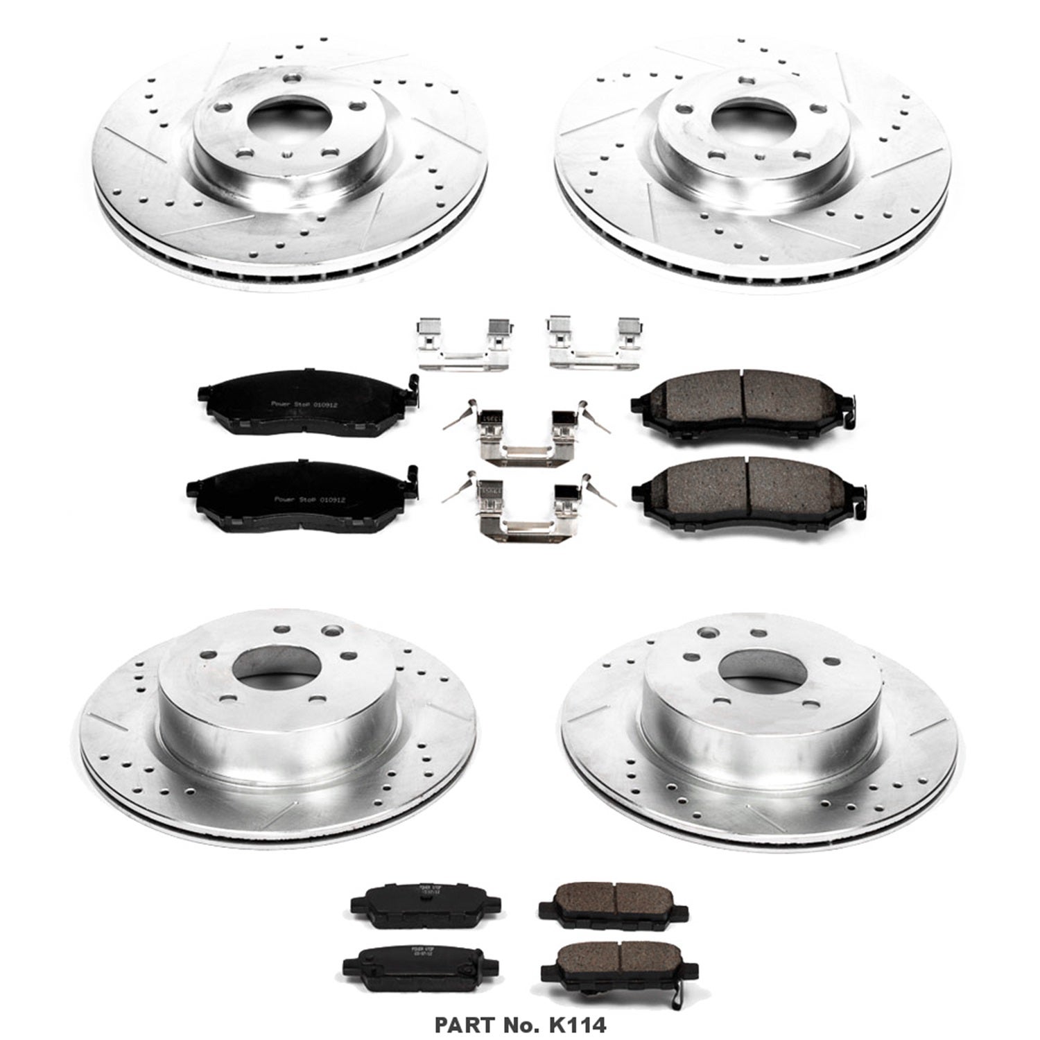 Power Stop K114 Front And Rear Z23 Carbon Fiber Brake Pads With Drilled &