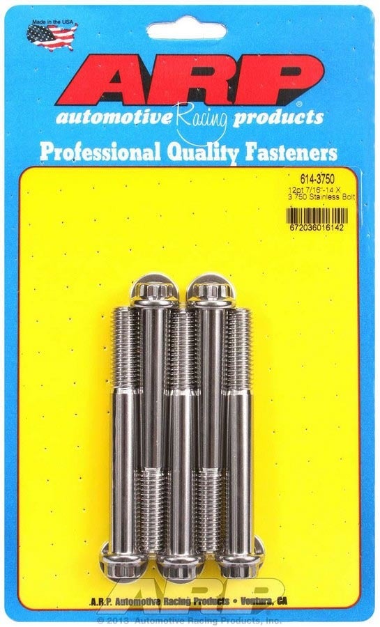 Arp 614-3750 Stainless Steel 7/16-14" Rh Thread 3.750" Uhl 12-Point Bolt With