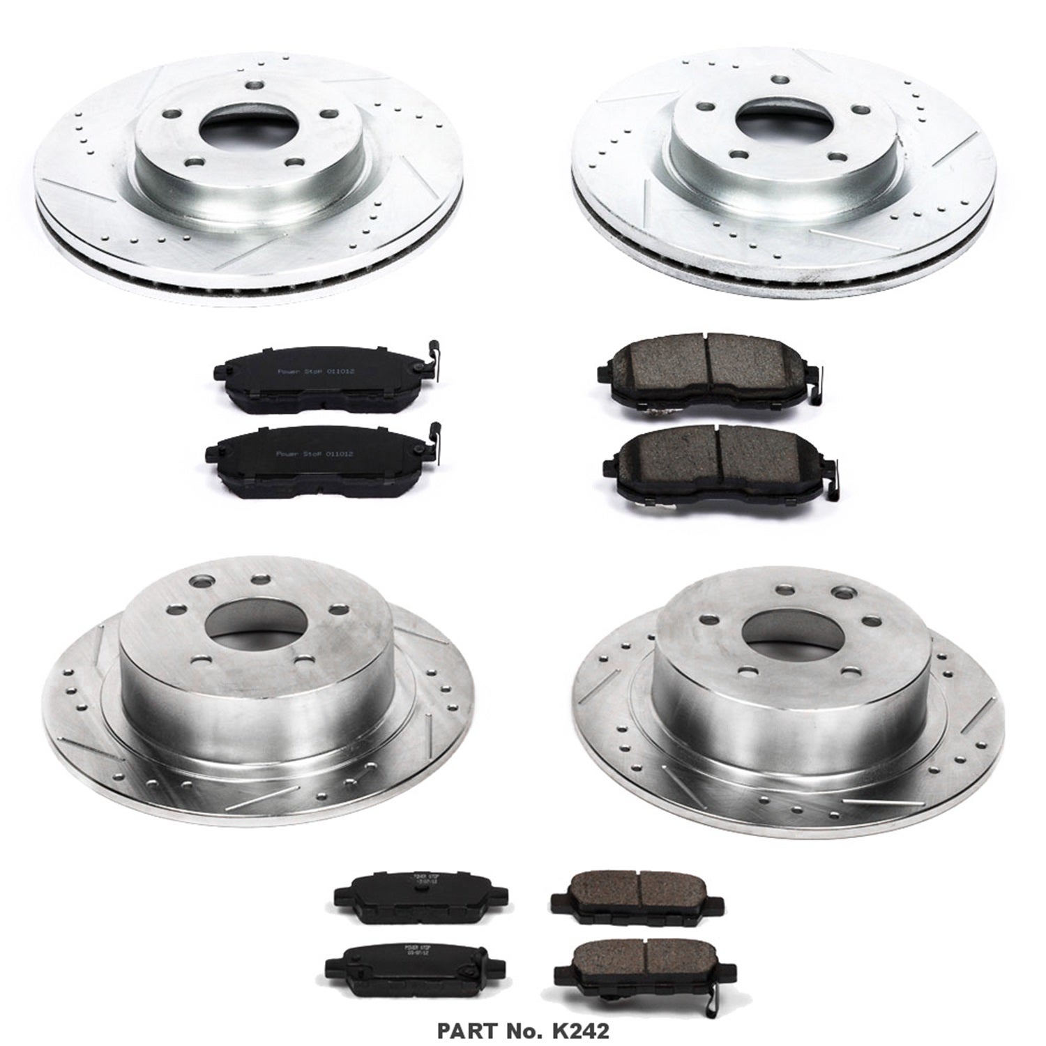 Power Stop K242 Front And Rear Z23 Carbon Fiber Brake Pads With Drilled &