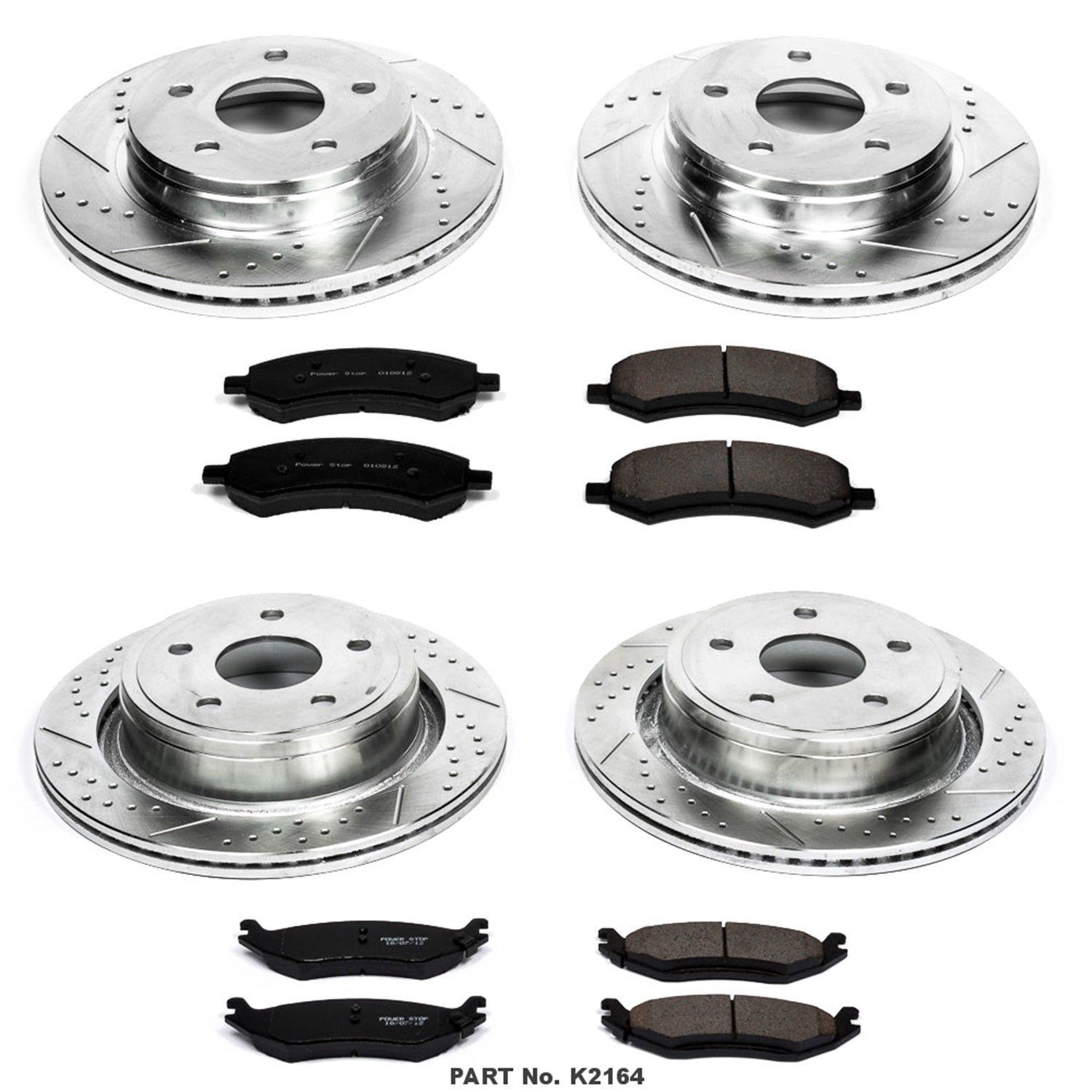 Power Stop K2164 Front And Rear Z23 Carbon Fiber Brake Pads With Drilled &