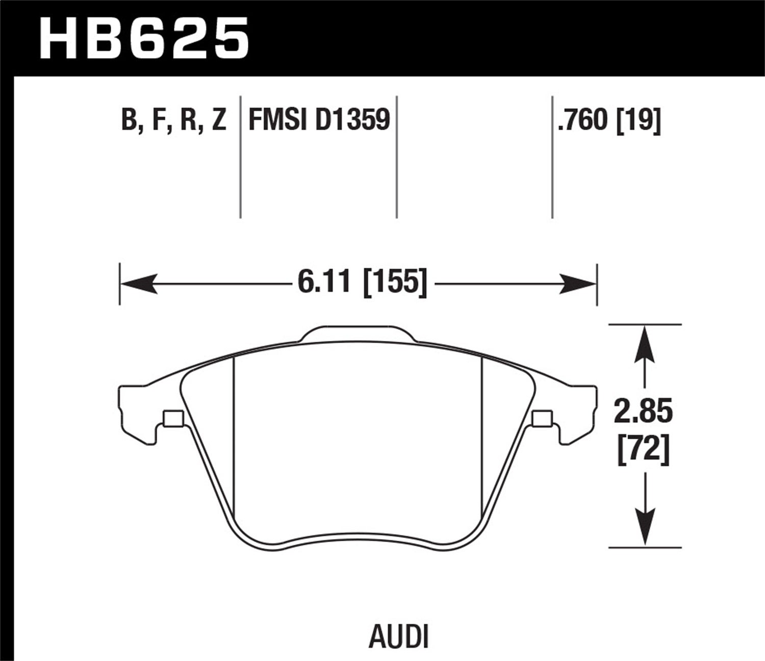 Hawk Performance Hb625b.760 Hps 5.0 Disc Brake Pad Fits 08-15 Golf R Tt Quattro