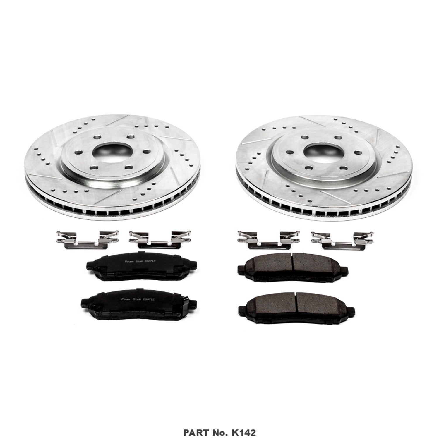 Power Stop K142 Front Z23 Carbon Fiber Brake Pads With Drilled & Slotted Brake