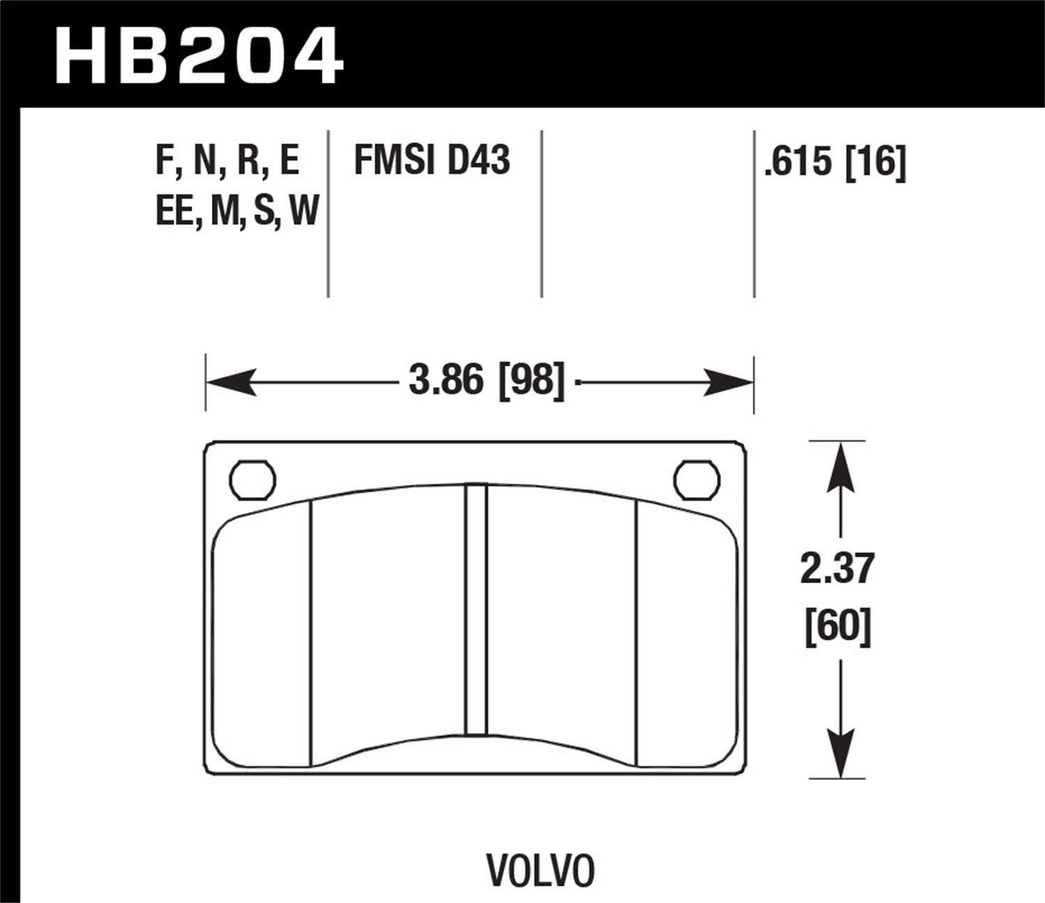Hawk Performance Hb204n.615 Hp Plus Disc Brake Pad   Hp Plus Disc Brake Pad