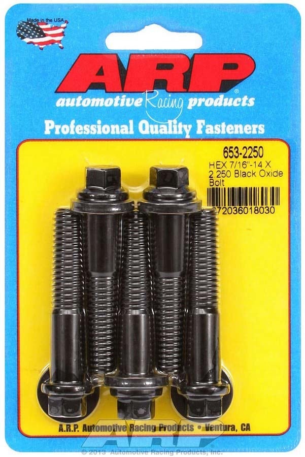 Arp 653-2250 Black Oxide 7/16-14" Rh Thread 2.250" Uhl 6-Point Bolt With 7/16"