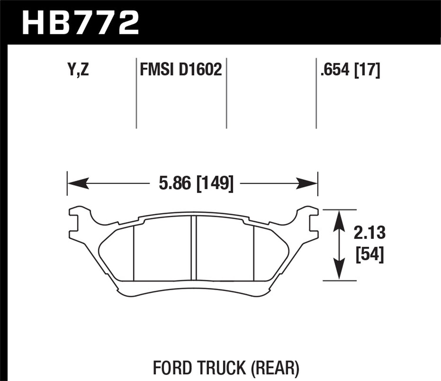 Hawk Performance Hb772y.654 Lts Disc Brake Pad Fits 12-16 F-150   Lts Disc Brake