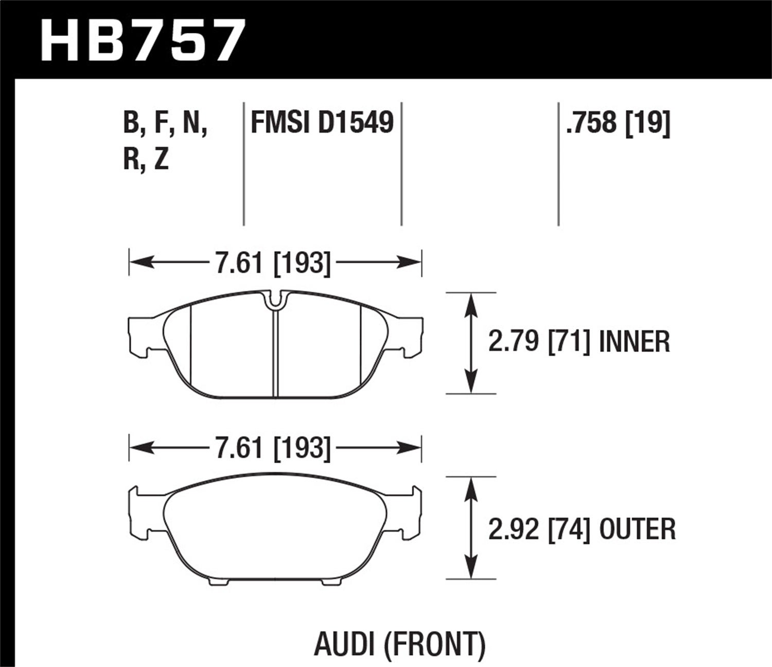 Hawk Performance Hb757b.758 Hps 5.0 Disc Brake Pad   Hps 5.0 Disc Brake Pad