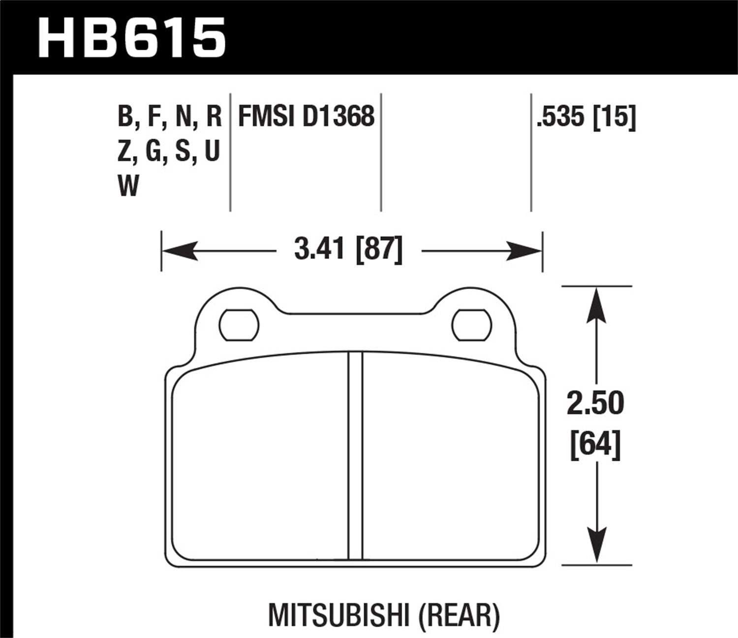 Hawk Performance Hb615b.535 Hps 5.0 Disc Brake Pad Fits 08-14 Lancer   Hps 5.0
