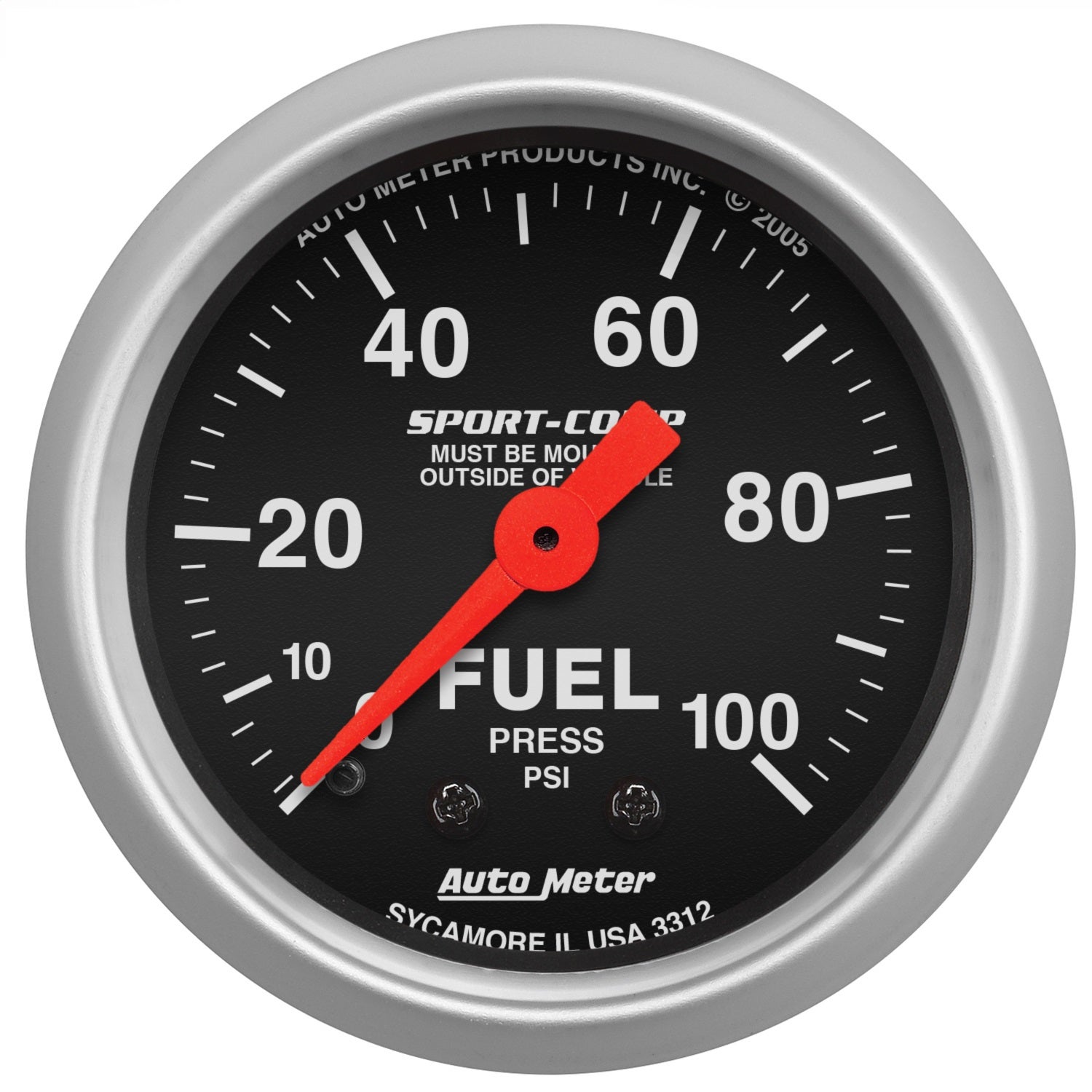 Autometer 3312 Sport-Comp Mechanical Fuel Pressure Gauge Auto Meter Products