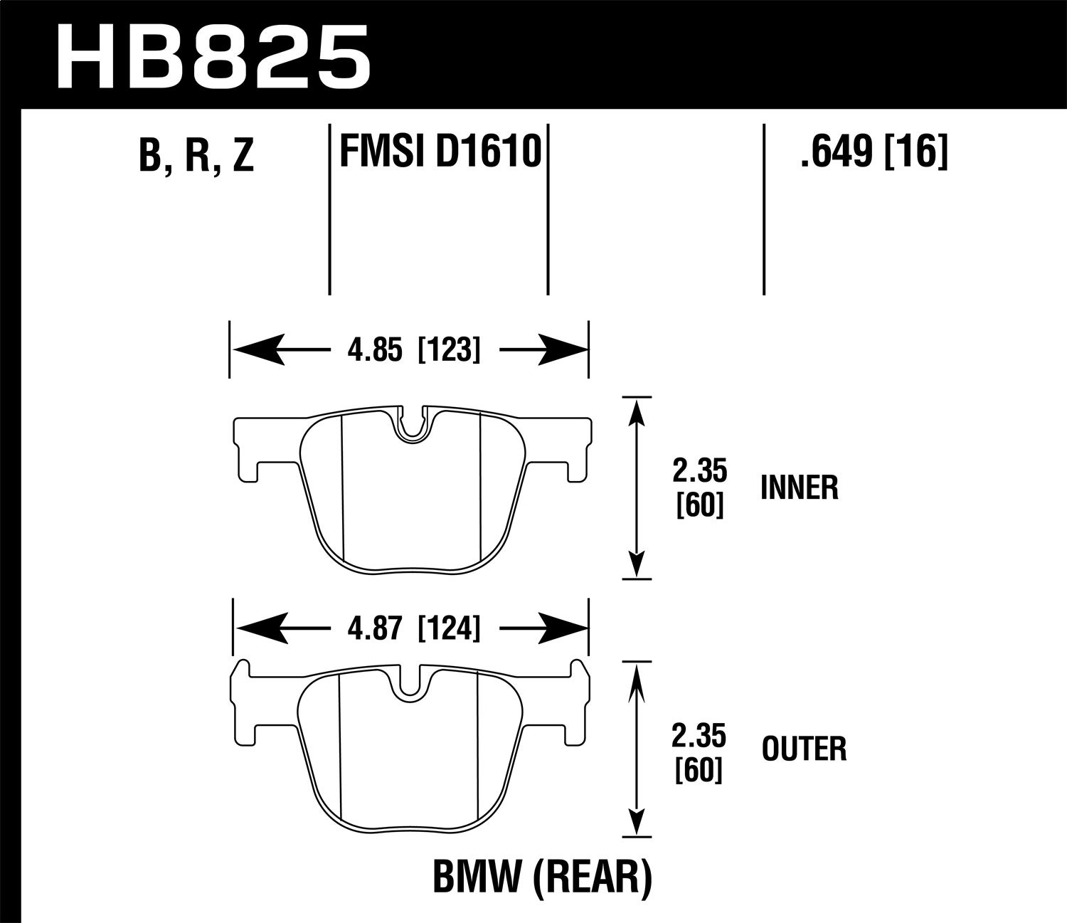 Hawk Performance Hb825b.649 Hps 5.0 Disc Brake Pad   Hps 5.0 Disc Brake Pad