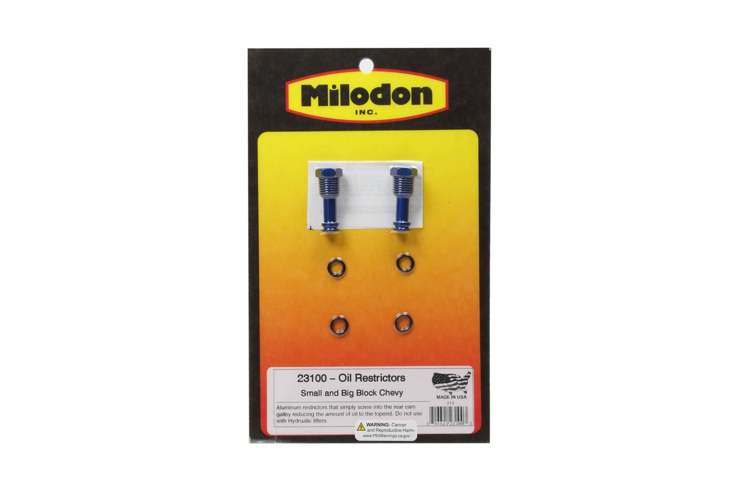 Milodon 23100 Aluminum Hex Head Oil Flow Restrictor Plug For Small And Big Block