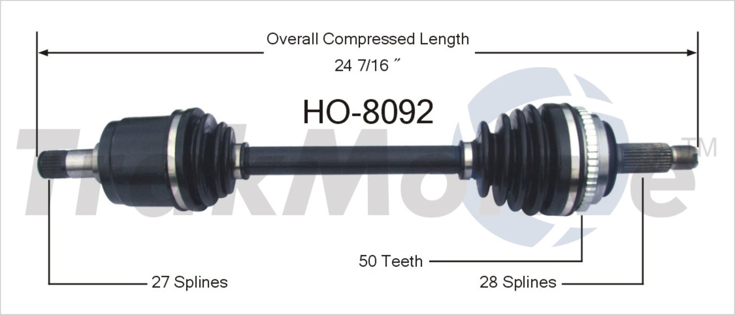 Trakmotive Cv Axle Shaft P/N:Ho-8092  Cv Axle Shaft P/N: