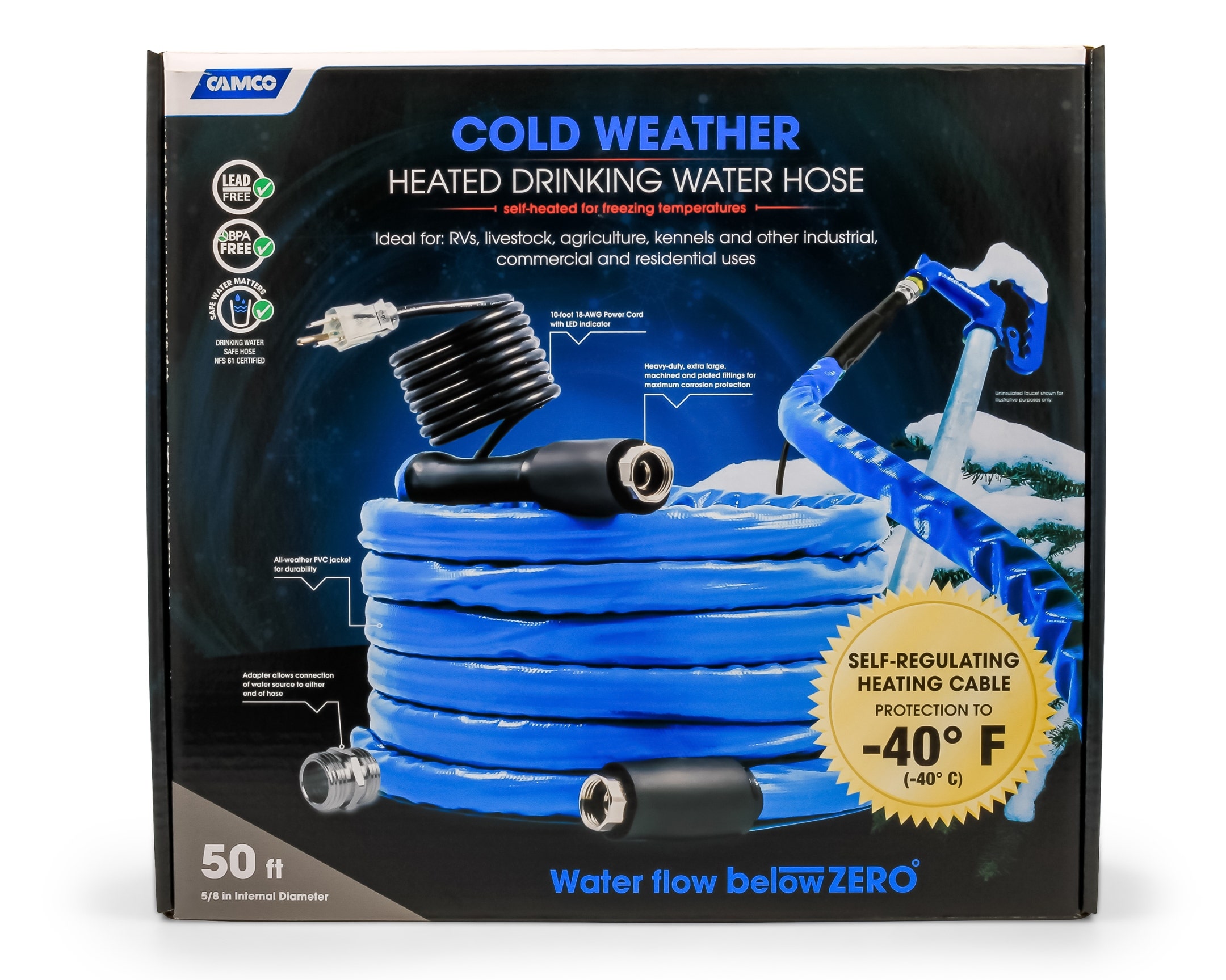 Heated Drinking Water Hose-40 50'   Fresh Water Hose Tastepure (Tm); Inside