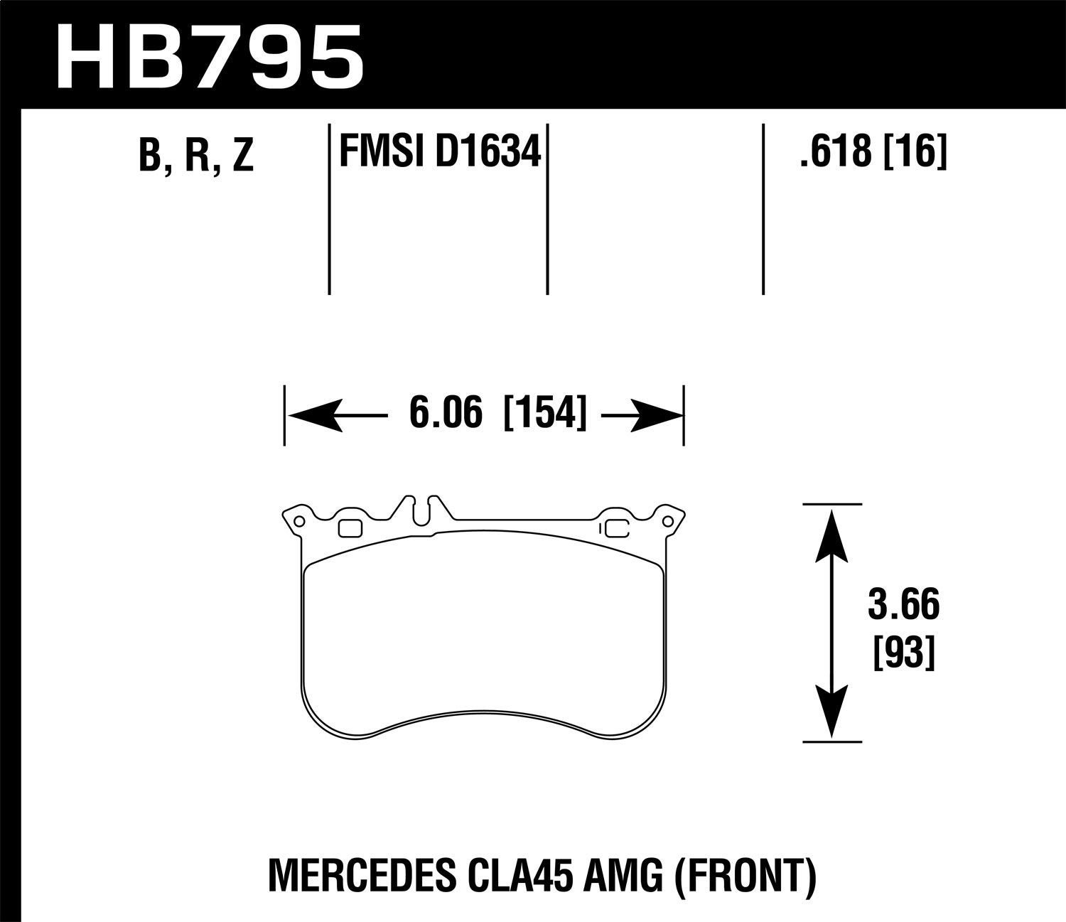 Hawk Performance Hb795b.618 Hps 5.0 Disc Brake Pad Fits Cla45 Amg Gla45 Amg