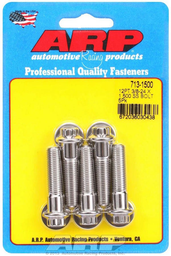 Arp 713-1500 Stainless Steel 3/8-24" Fine Rh Thread 1.500" Uhl 12-Point Bolt