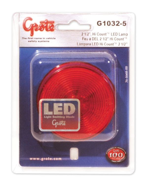 Grote G1032-5 Hi Count Red 2 1/2" Led Clearance Marker Light (Optic Lens)