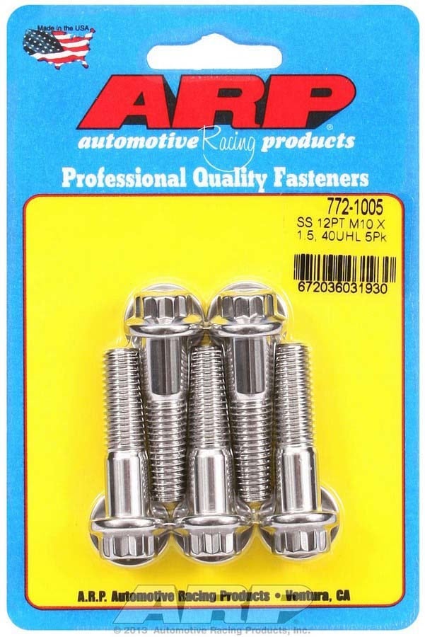 Autoracing Products 772-1005 S/S Bolt Kit - 12Pt. (5) 10Mm X 1.5 X 40Mm