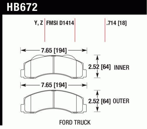 Hawk Performance Hb672y.714 Lts Disc Brake Pad Fits Expedition F-150 Navigator
