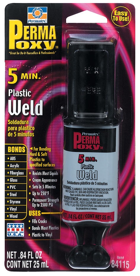 Permatex 84115 5-Minute Plastic Weld Adhesive, 0.84 Oz. , Black   5-Minute