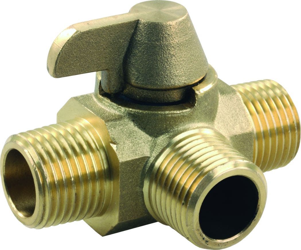 Jr Products 62255 3-Way Brass Diverter Valve - 1/2" Mpt X 1/2" Mpt X 1/2" Mpt