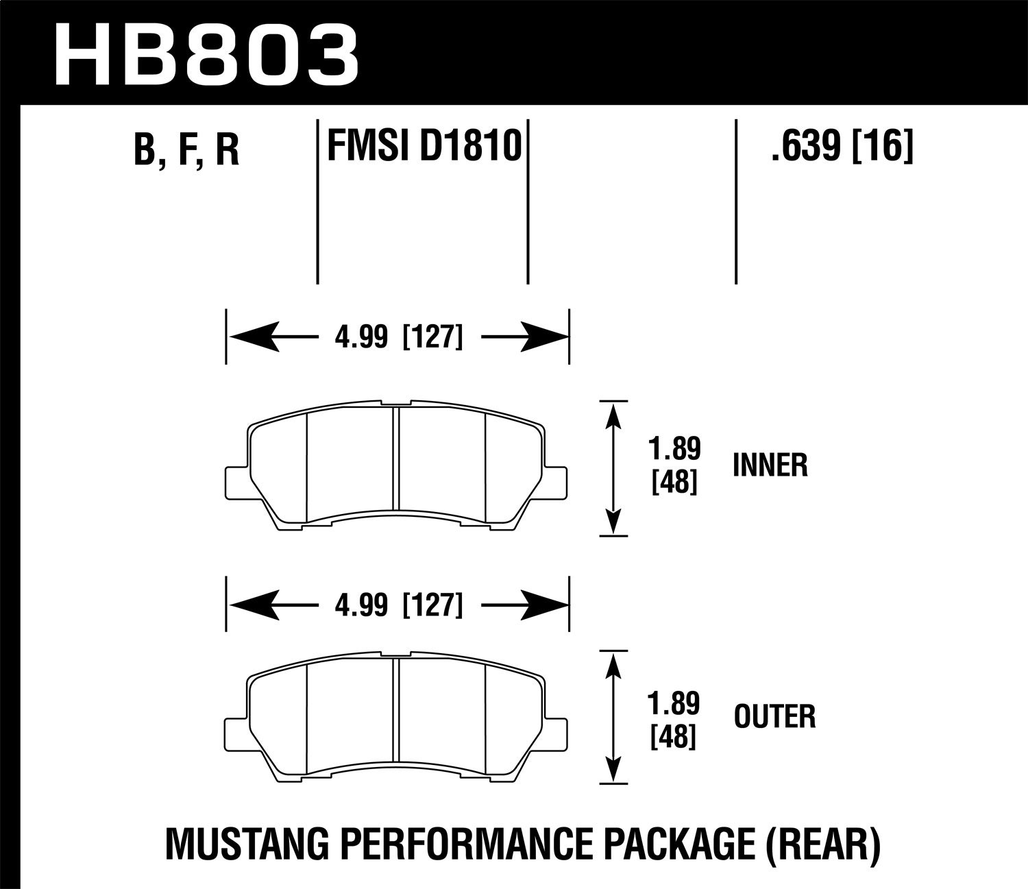 Hawk Performance Hb803g.639 Dtc-60 Disc Brake Pad Fits 15-20 Mustang   Dtc-60