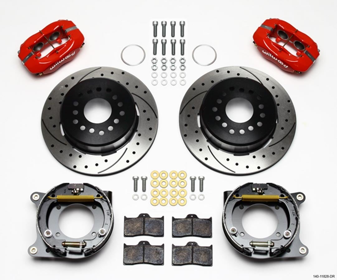 Wilwood 140-11828-Dr Fdl P/S Park Brake Kit, Drill-Red Impala 59-64 / Corvette