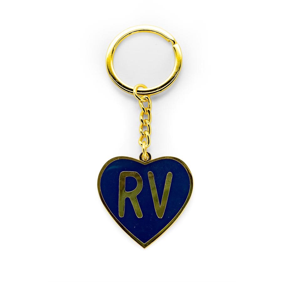 Camco Life Is Better At The Campsite Navy Blue Rv Heart Keychain-Gold Ring For