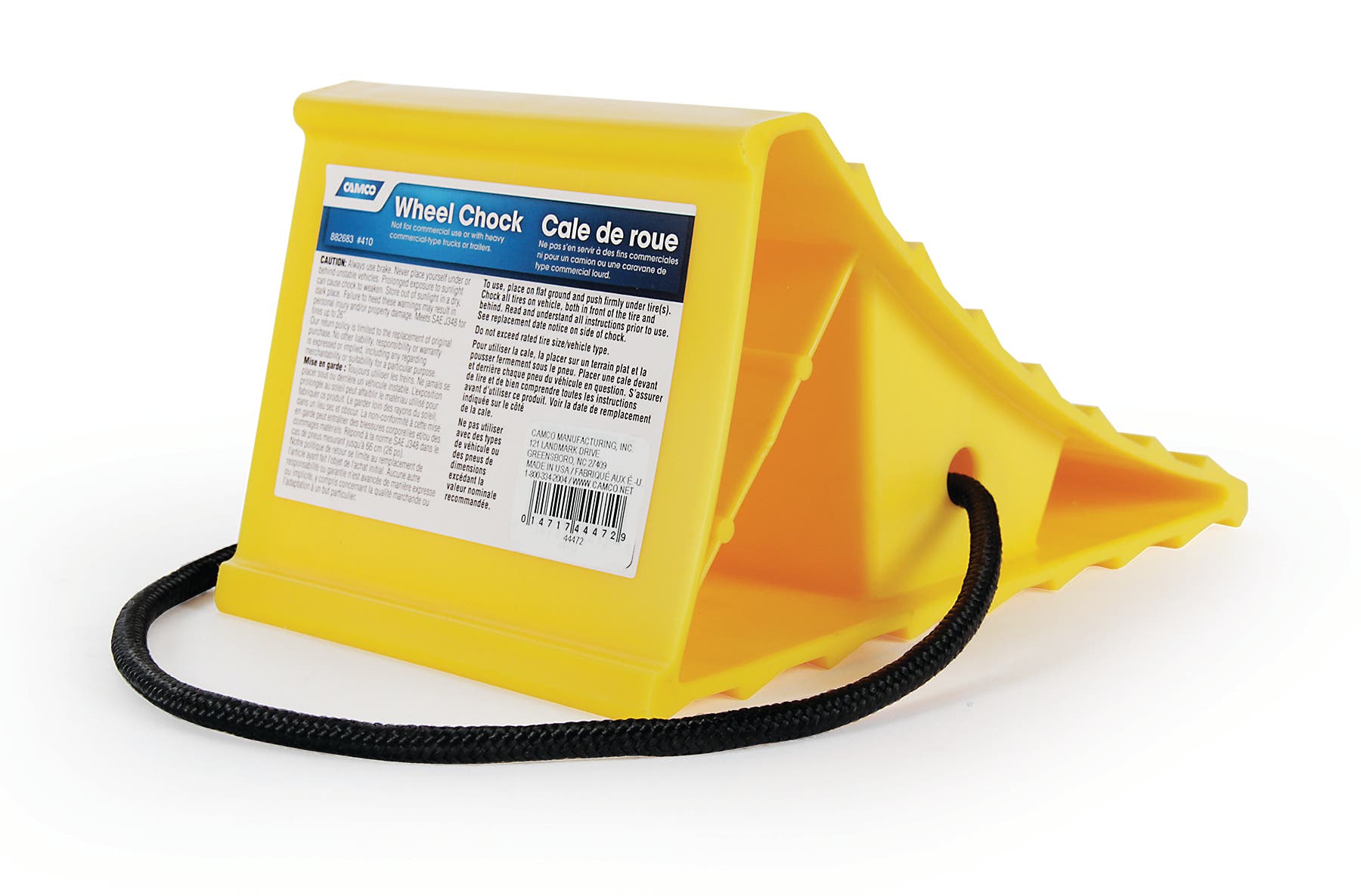 Camco 44472 Wheel Chock With Rope For Easy Removal, Helps Keep Your Trailer Or