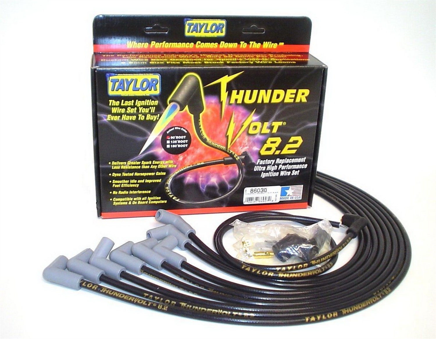 Taylor Cable 86030 Thundervolt 8.2Mm Ignition Wire Set  83253 Spark Plug Wire
