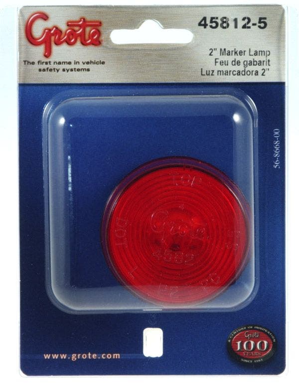 Grote 45812-5 Red 2 1/2" Round Clearance Marker Light (Optic Lens)   Side Marker